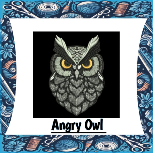 Angry Owl - Machine Embroidery File | 2 Sizes