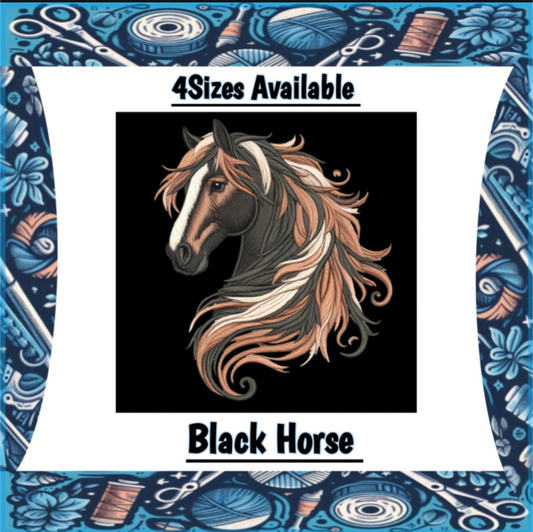 Black Horse - Machine Embroidery File | 4 Sizes